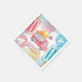 アイスクリームウォーターカラー誕生日 スタンダードカクテルナプキン (角)