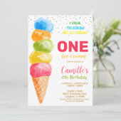 アイスクリームエイジングガールバースデーパーティーの招待 招待状 (スタンド正面)