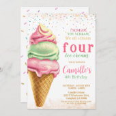 アイスクリームエイジ誕生日 招待状 (正面/裏面)