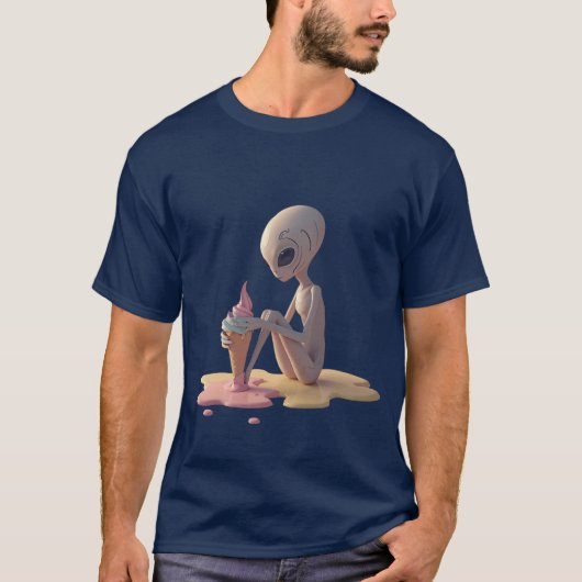 アイスクリームエイリアン - かわいいデザートアート Tシャツ (正面)