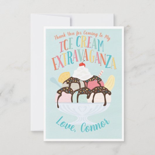 アイスクリームエビガランザ誕生日パーティーありがとう 招待状 (正面)