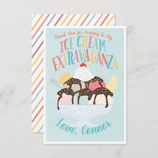 アイスクリームエビガランザ誕生日パーティーありがとう 招待状 (正面/裏面)