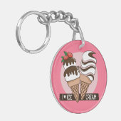 アイスクリームオーバーカスタム文字&カラーキーチェーン キーホルダー (正面左)