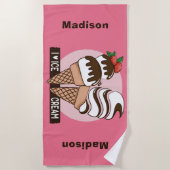 アイスクリームオーバー名前をカスタムする&カラービーチタオル ビーチタオル (正面)