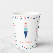 アイスクリームカスタムパーティーデコール青とピンク 紙コップ (正面)