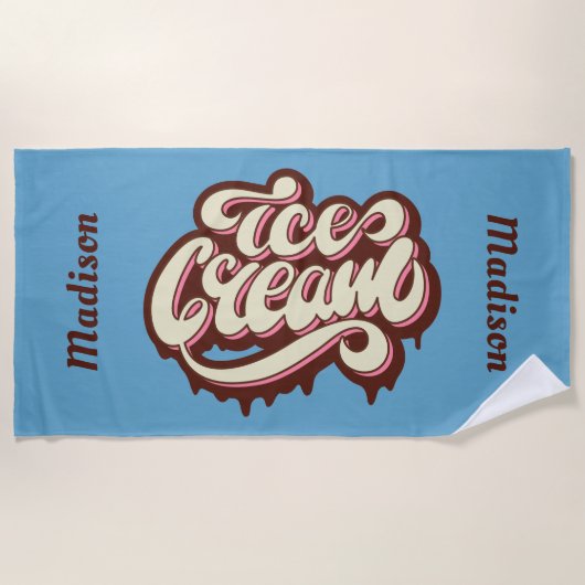 アイスクリームカスタム文字&カラービーチタオル ビーチタオル (正面)