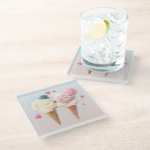 アイスクリームカップル – 最初のクリックで恋 ガラスコースター (アングル)