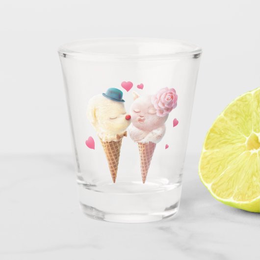 アイスクリームカップル – 最初のクリックで恋 ショットグラス (正面)