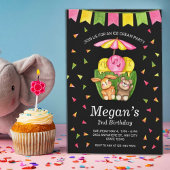 アイスクリームカップ紙吹雪誕生日パーティーの招待