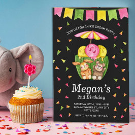アイスクリームカップ紙吹雪誕生日パーティーの招待