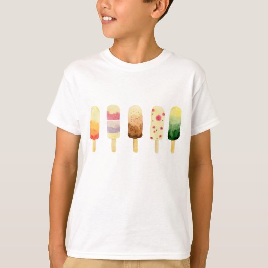 アイスクリームカラフルの水彩 Tシャツ (正面)