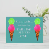 アイスクリームカラフルガールズ誕生日パーティー 招待状 (スタンド正面)