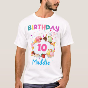 アイスクリームカラフルコーン誕生日ガールマッチT Tシャツ