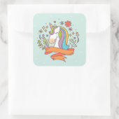 アイスクリームカラーかわいらしのかわいいユニコーン スクエアシール (バッグ)