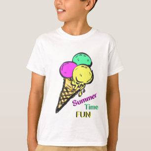 アイスクリームカラー夏時間おもしろいTシャツ Tシャツ