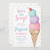 アイスクリームガールズバースデーパーティー 招待状 (正面/裏面)
