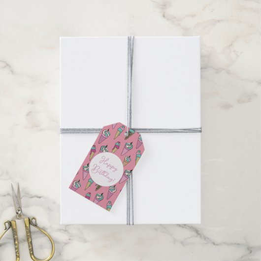 アイスクリームガールズ誕生日 ギフトタグ (より糸付き)