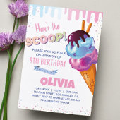 アイスクリームガールバースデーパーティーの招待 招待状