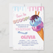 アイスクリームガールバースデーパーティーの招待 招待状 (正面)