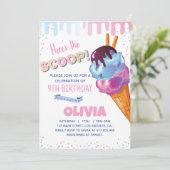 アイスクリームガールバースデーパーティーの招待 招待状 (スタンド正面)