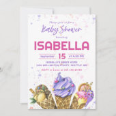 アイスクリームガールベビーシャワーパーティー 招待状 (正面)