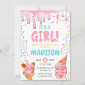 アイスクリームガールベビーシャワーパーティー 招待状 (正面)