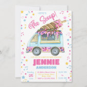 アイスクリームガールベビーシャワーパーティー 招待状 (正面)