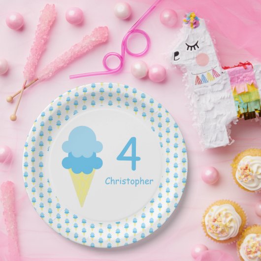 アイスクリームキッズサマー誕生日 ペーパープレート (パーティー)