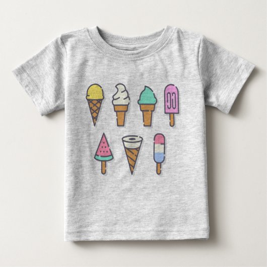 アイスクリームキッズトップ – 自分の色を選択！ ベビーTシャツ (正面)