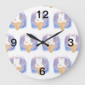 アイスクリームキャットウォーター ラージ壁時計 (正面)