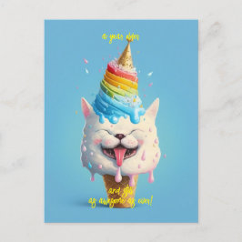 アイスクリームキャット誕生日グリーティングカード ポストカード