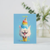 アイスクリームキャット誕生日グリーティングカード ポストカード (スタンド正面)