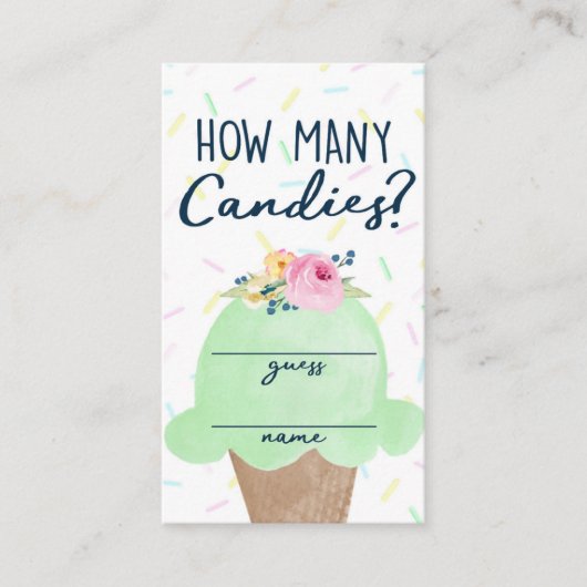 アイスクリームキャンディゲーム推測カードの数 エンクロージャーカード (正面)