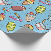 アイスクリームキャンディブルー ラッピングペーパー (角)