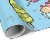 アイスクリームキャンディブルー ラッピングペーパー (ロールコーナー)