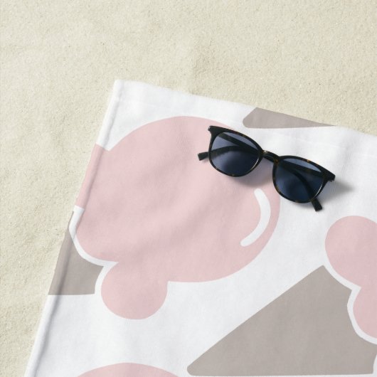 アイスクリームキュートストロベリーピンクタオル ビーチタオル (インサイチュ)