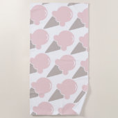 アイスクリームキュートストロベリーピンクタオル ビーチタオル (正面)