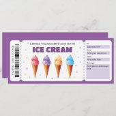 アイスクリームギフト証明書テンプレート、サンデ恋人 招待状 (正面/裏面)