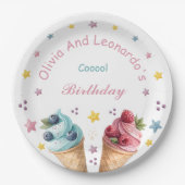 アイスクリームクールバースデーパーティー紙プレート ペーパープレート (正面)