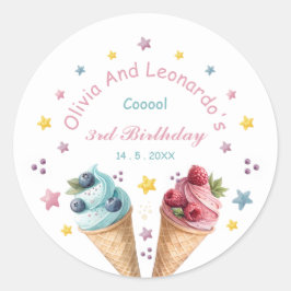 アイスクリームクール誕生会 ラウンドシール