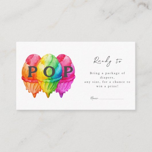 アイスクリームグラデポップ・アートのィエントピンク赤ちゃんシャワー準備 エンクロージャーカード (正面)