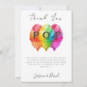 アイスクリームグラデポップ・アートのィエントピンク赤ちゃんシャワー準備 サンキューカード (正面)