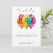 アイスクリームグラデポップ・アートのィエントピンク赤ちゃんシャワー準備 サンキューカード (スタンド正面)