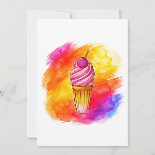 アイスクリームグラデポップ・アートのィエントピンク赤ちゃんシャワー準備 サンキューカード (裏面)