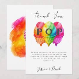 アイスクリームグラデポップ・アートのィエントピンク赤ちゃんシャワー準備 サンキューカード