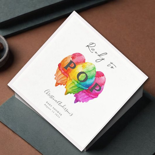 アイスクリームグラデポップ・アートのィエントピンク赤ちゃんシャワー準備 スタンダードカクテルナプキン