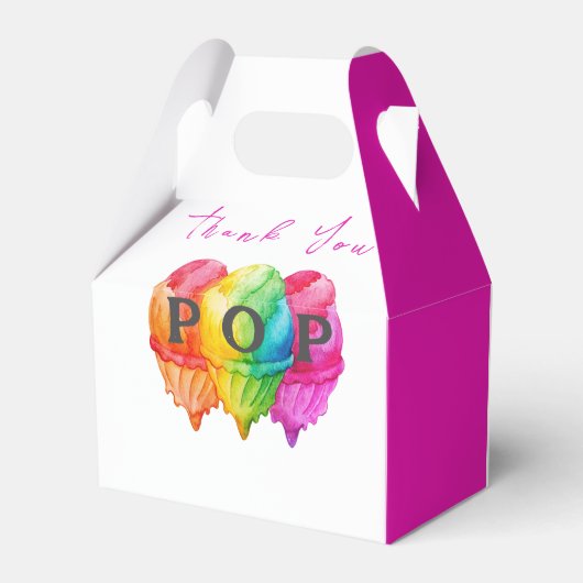 アイスクリームグラデポップ・アートのィエントピンク赤ちゃんシャワー準備 フェイバーボックス (裏面サイド)