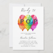 アイスクリームグラデポップ・アートのィエントピンク赤ちゃんシャワー準備 招待状 (正面)
