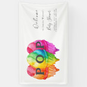 アイスクリームグラデポップ・アートのィエントピンク赤ちゃんシャワー準備 横断幕 (縦)