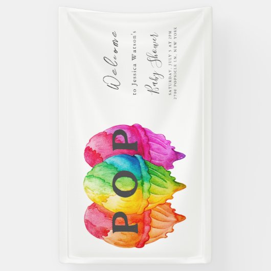 アイスクリームグラデポップ・アートのィエントピンク赤ちゃんシャワー準備 横断幕 (縦)